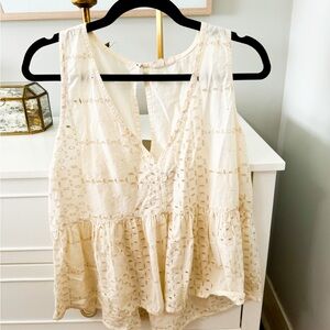 ANTHROPOLOGIE MELROSE AND MARKET TIERED TANK TOP IN CREAM